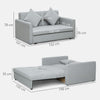 Convertible 2 Seater Sofa Bed with Hidden Storage, 2 Cushions, Light Grey