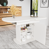Extendable Oval Dining Table 110/130cm with Storage Compartments, Space-Saving