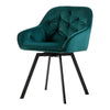 Set Of 2 Velvet Fabric Swivel Dining Chairs Diamond Kitchen Seat With Metal Leg