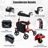 2-in-1 Rollator Walker Foldable Aluminum Alloy Medical Walker with Seat