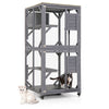 Wooden Cat House Kitten Cage Enclosure on Wheels w/Asphalt Roof 2 Platforms