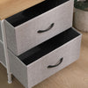 2 Drawers Side Table with Fabric Drawer Wood Tabletop Storage Bedside Table Grey