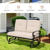 120CM 2 Seats Outdoor Swing Glider Chair Garden Patio Loveseat w/Cushions Beige