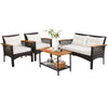 4 Pcs Outdoor Patio Furniture Set PE Rattan Patio Conversation Set