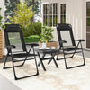 2 Pcs Patio Folding Camping Chairs Outdoor Reclining Chairs Lounge Chairs Black
