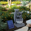 Solar Garden Water Feature Fountain with LED Light Outdoor Cascading Bowls ECO