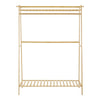 Bamboo Folding Clothes Rail 2 Tiers Hooks Bags Coat Stand Hanger Hallway Bedroom