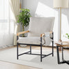 Beige Accent Chair with Metal Frame Wide Seat Corduroy Armchair for Living Room