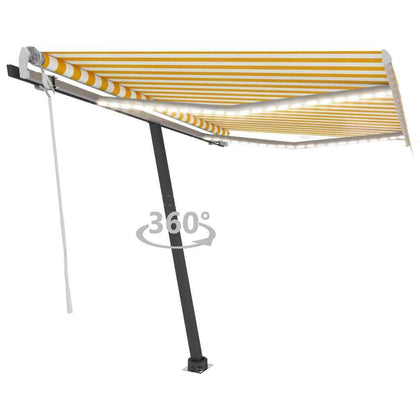 Manual Retractable Awning with LED 350x250 cm Yellow and White