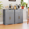 Kitchen Coffee Bar Cabinet Floor Storage Cabinet with Doors-Grey