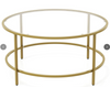Round Coffee Table Home Office Stylish Tempered Glass Accent Side Table