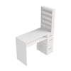 White Manicure Nail Table Wooden Desk Mobile Rolling Workstation Shelves Storage