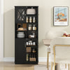 Bathroom Freestanding Pantry Cabinet w/ Adjustable Shelves-Black