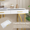 Console Side Table with 2 Drawers Metal Frame, Entryway Hallway Furniture, White