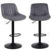 Ralex-chair Bar Stool Set of 2, Swivel Barstools with Back,PU Leather Grey