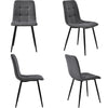 Set of 4 Dining Chairs with Backrest Metal Legs Living Room Kitchen Chairs Grey