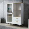 120cm Highboard Side Cabinet Cupboard Storage Wooden Side Cabinet w/Glass Door