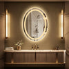 Large Oval Wall LED Bathroom Mirror Dimmable Vanity Mirror Backlit+Front-Lighted