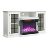 White Cabinet Entertainment Unit Living Room with 3 LED Flame Electric Fireplace