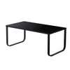 Black Glass Coffee Table Top Metal Legs End Side Table Living Room Rectangle