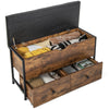 Storage Ottoman Bench Flip Top Storage Chest with 2 Drawers Wooden Storage Bench