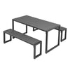 3Pcs Camping Table & Bench Set Outdoor Garden Bistro Patio Yard Furniture Black