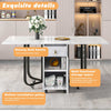 Folding Dining Table, Rolling Kitchen Table with Storage Cupboard and Drawers
