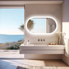 Large Oval LED Backlit Bathroom Mirror Defog Wall Vanity Mirror Washroom Bedroom