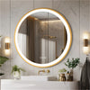 60/80CM Gold Aluminum Framed Led Bathroom Mirror Anti-fog Vanity Mirror Dimmable