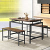 Wooden Kitchen Table Set 3 PCS Dining Table with 2 benches