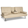 Manhattan Sofa Bed 2 Seater Faux Leather Click Clack - Cream