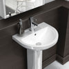 Bathroom 500mm Ceramic Wash Basin & Full Pedestal Modern Round 1 Tap Hole Sink