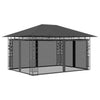 Gazebo with Mosquito Net & LED String Lights 4x3x2.73m Anthracite