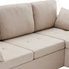 L-SHAPED CORNER SOFA, 3 SEATER PULL OUT SOFA SETTEE SOFA BED WITH STORAGE, BEIGE