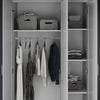 3 Door Wardrobe Matte Grey Storage Cupboard with Shelves Rail Bedroom Furniture