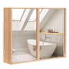 Cabinet Mirror Wall-Mounted Bathroom Mirror w/ Storage Natural
