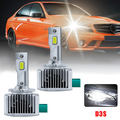 2X D3S LED Headlight Bulbs 180W 6000K White Replace Xenon HID Lamps Super Bright