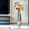 XL Floor Vase Sparkle Diamond Crushed Silver Mirrored Vase Bevelled Border Base