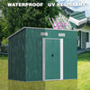 4x6ft Green Galvanized Steel Sheds Outdoor Storage w Sliding Door Foundation Kit