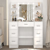 Dressing Table with LED Lights Mirror 7 Drawers Vanity Make up Desk Dresser Set