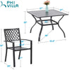 5Piece Patio Dining Set Outdoor Chairs Square Table with Umbrella Hole for Yard