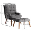 Lazy Chair with Footstool Relax Lounge Chair Accent Armchair Sofa Chair Grey