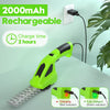 2 IN1 Cordless Hedge Trimmer Grass Shear Garden Handheld Hedge Shrub Cutter UK