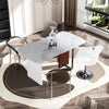 Morden White Fort Dining Table with Metal Pedestal Sintered Stone Dining Table