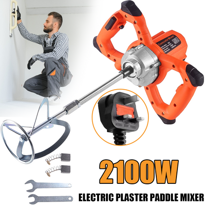 220V 2100W Electric Plaster Paddle Mixer Drill Mortar Cement Paint Stirrer Whisk