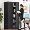Metal Office Storage Cabinet Lockable Filing Cupboard 4 Shelves Black 180cm
