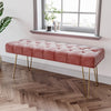 Entryway Bench Modern Ottoman End Of Bed Stool Velvet Upholstered Seat Foot Rest