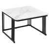2Pcs Nesting Coffee Tables Set Square Stacking Side Tables Marble-Look White
