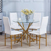 Round Clear Tempered Glass Dining Table Golden Chromed Legs Dining Room Kitchen