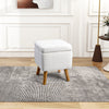 Teddy Fleece Ottoman Storage Seat Footstool Dressing Vanity Chair w/Wood Legs
